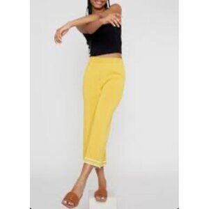 Wild Pony High Waisted Wide Leg Stretchy Knit Casual Pants Sz Small Womens Yello